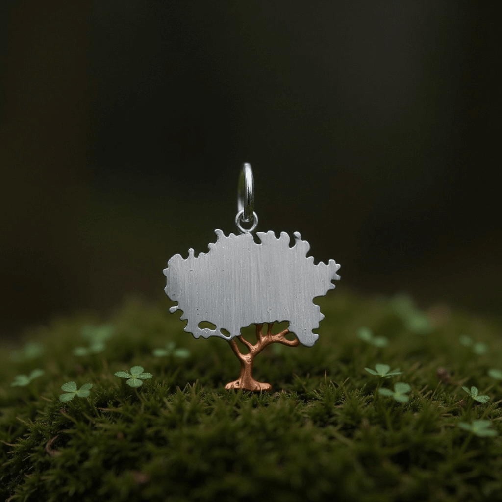 Sterling Silver Tree Pendant with Rose Gold Vermeil Accents - Twelve Silver Trees
