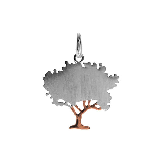 Sterling Silver Tree Pendant with Rose Gold Vermeil Accents - Twelve Silver Trees