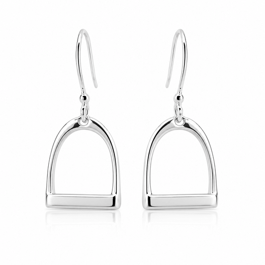 Sterling Silver Stirrup Drop Earrings - Twelve Silver Trees