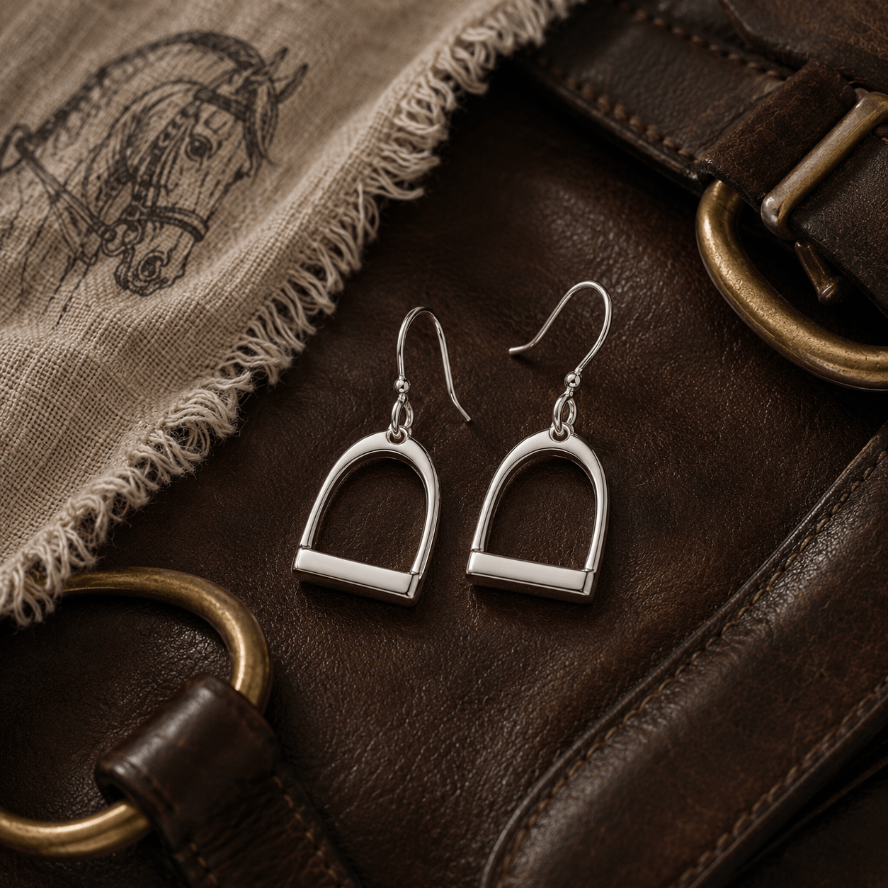 Sterling Silver Stirrup Drop Earrings - Twelve Silver Trees