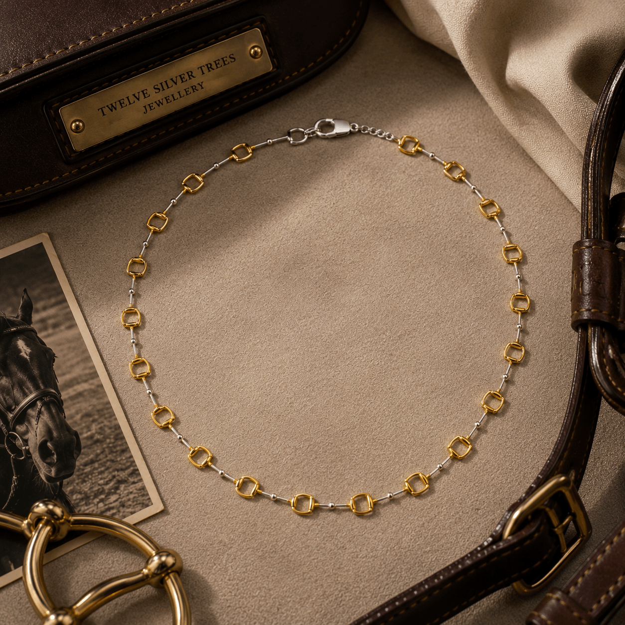 Continuous Snaffle Necklace in Sterling Silver & 18ct Gold Vermeil - Twelve Silver Trees