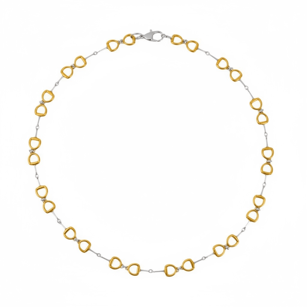 Continuous Snaffle Necklace in Sterling Silver & 18ct Gold Vermeil - Twelve Silver Trees
