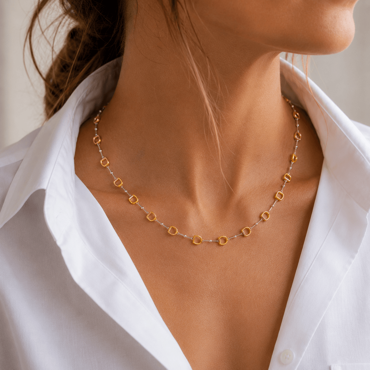 Continuous Snaffle Necklace in Sterling Silver & 18ct Gold Vermeil - Twelve Silver Trees