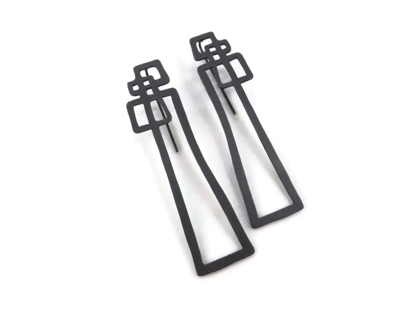 Abstract Sculptural Oxidised Silver Earrings - The Dedalo Collection - Twelve Silver Trees