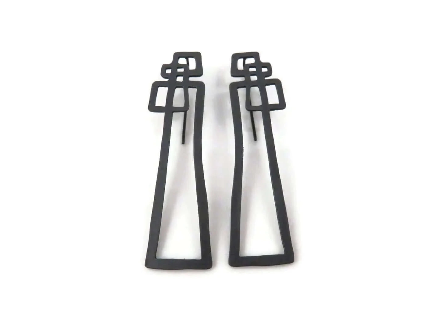 Abstract Sculptural Oxidised Silver Earrings - The Dedalo Collection - Twelve Silver Trees