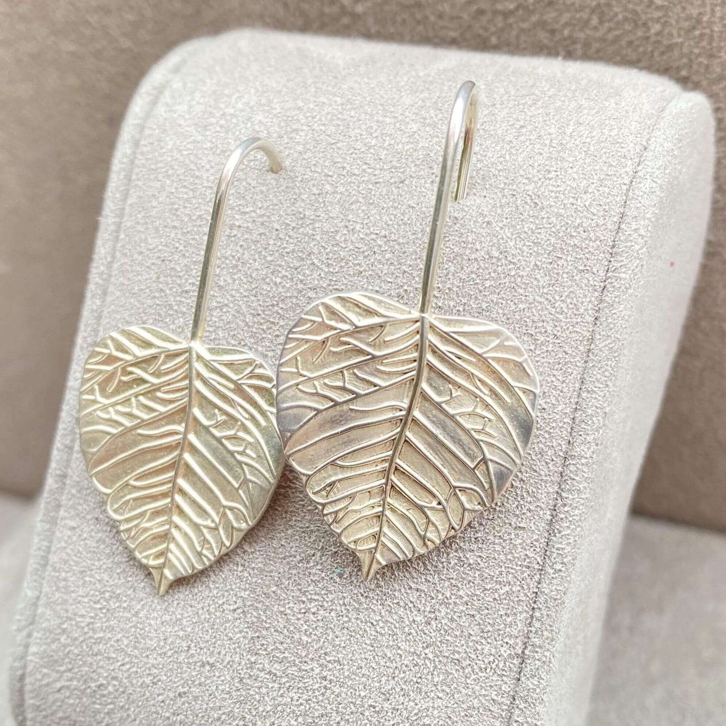 Banyan Tree Sterling Silver Leaf Earrings - Twelve Silver Trees
