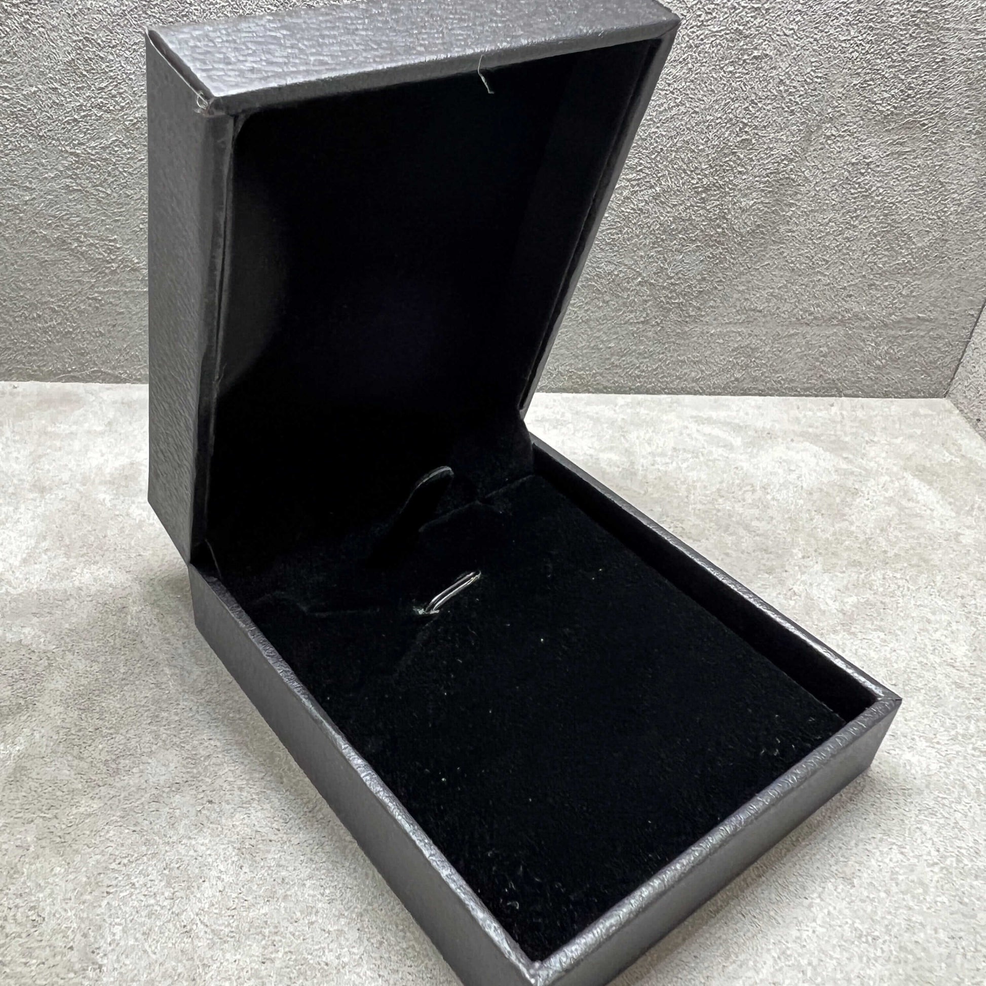 Black Leatherette Pendant Necklace Earring Box - Twelve Silver Trees