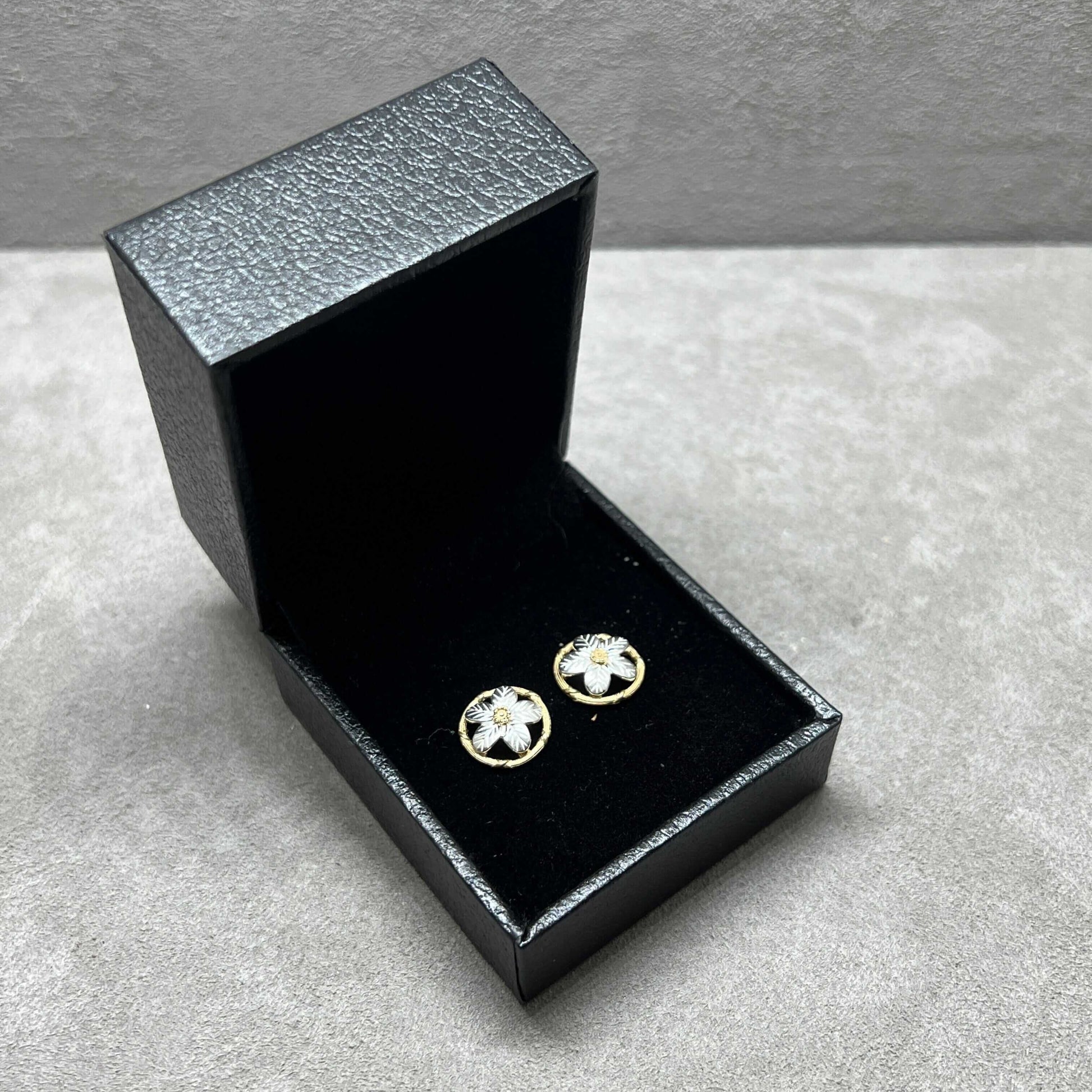 Black Leatherette Ring or Earring Box - Twelve Silver Trees