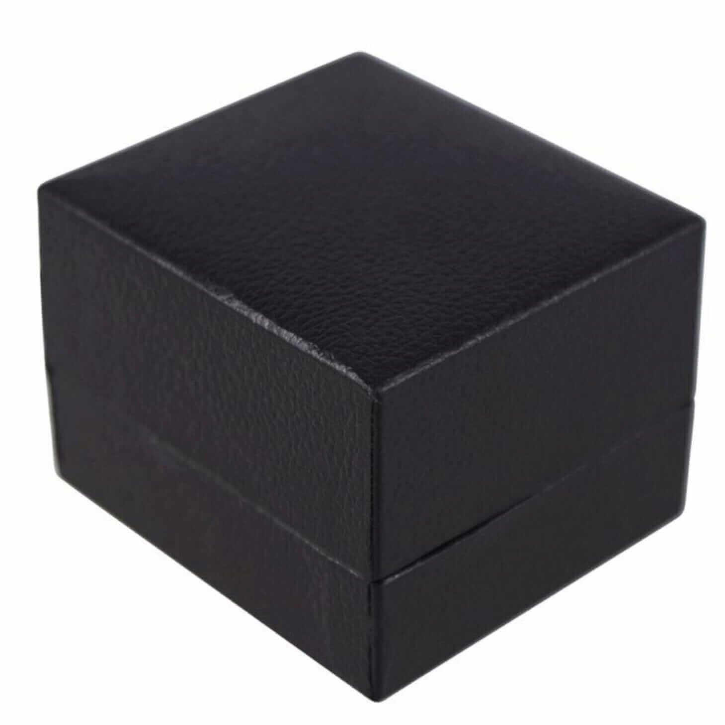 Black Leatherette Ring or Earring Box - Twelve Silver Trees