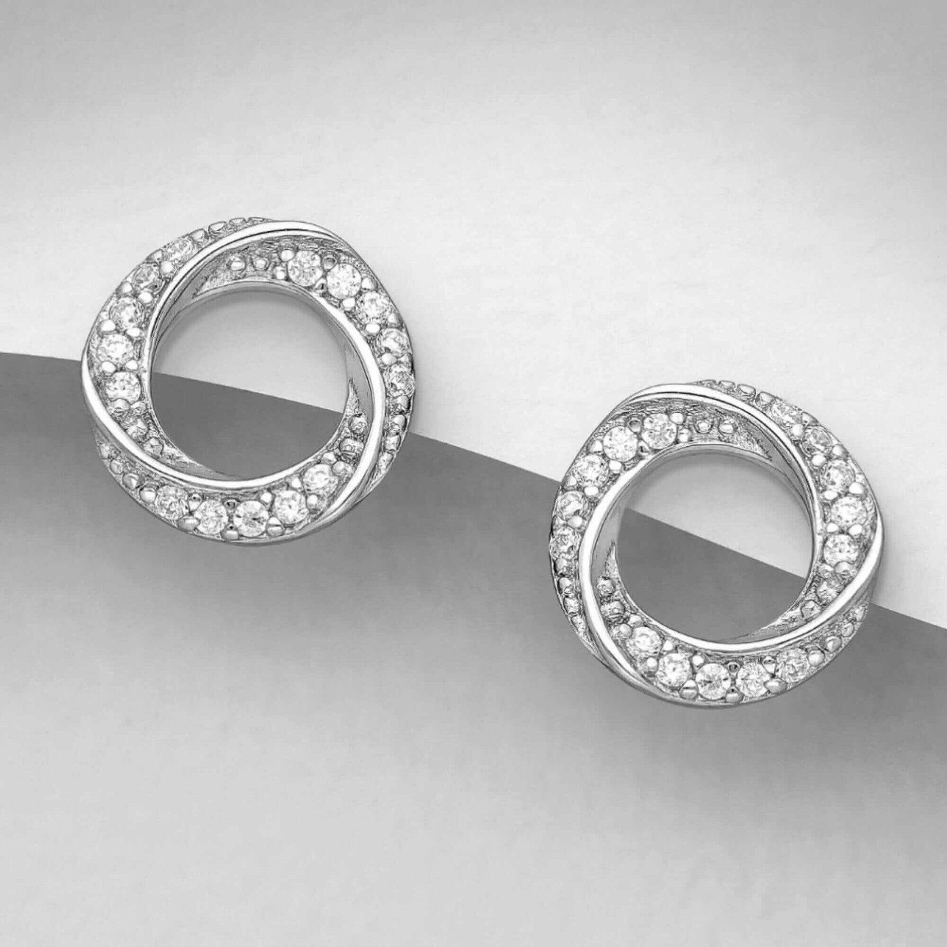 Contorted Twist Full Eternity Created Diamond Pendant & Earrings - Twelve Silver Trees