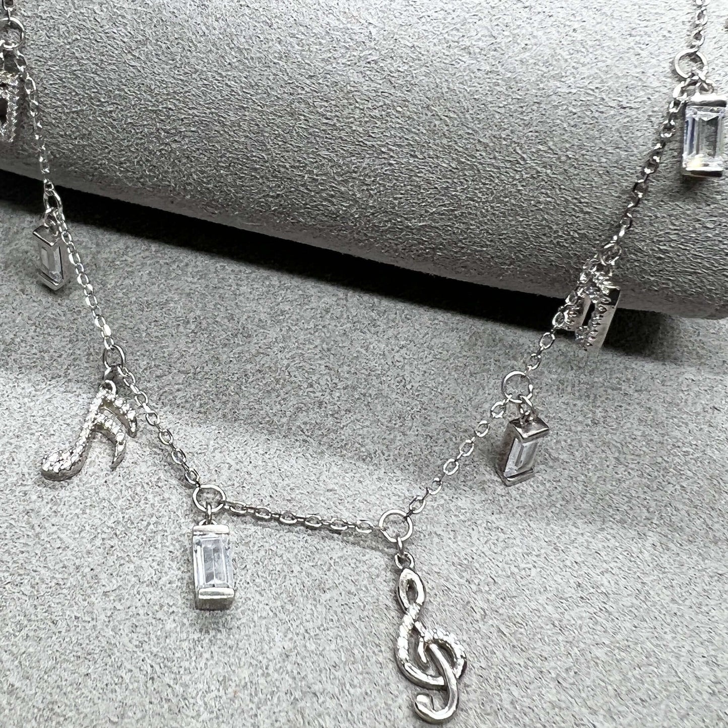 Created Diamond Musical Charm Necklace - Twelve Silver Trees