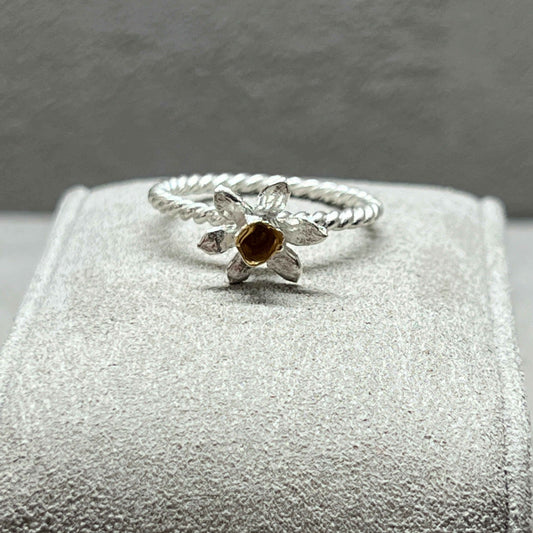 Daffodil Ring In Sterling Silver & 18 Carat Gold - Twelve Silver Trees