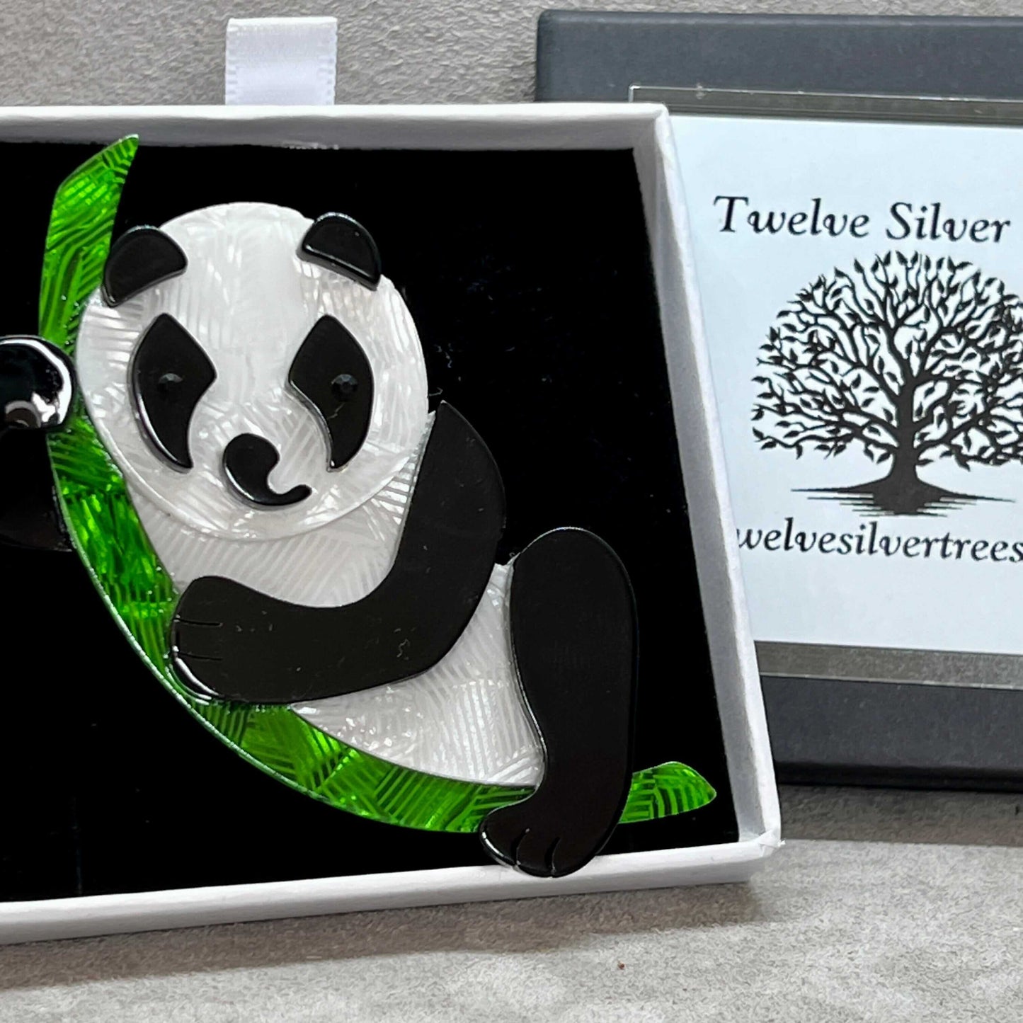 Handmade Acrylic Art Brooch -  The Chilled Out Panda - Twelve Silver Trees