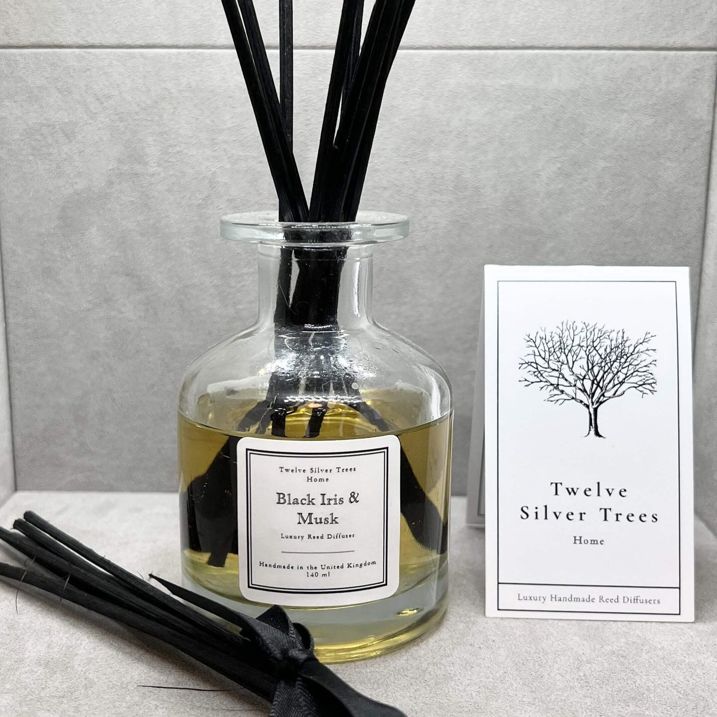 Handmade Black Iris & Musk Luxury Reed Diffuser - Twelve Silver Trees