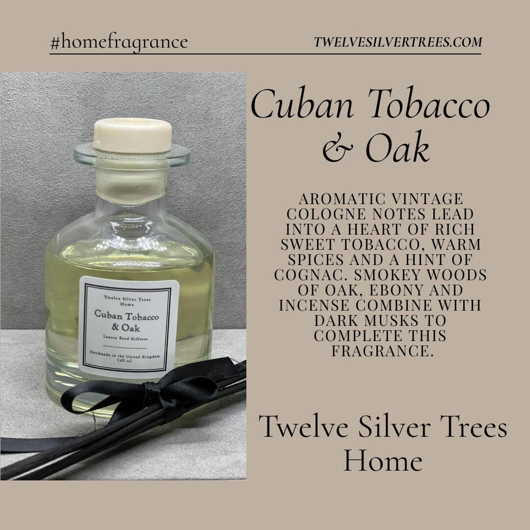 Handmade Cuban Tobacco & Oak Luxury Reed Diffuser - Twelve Silver Trees