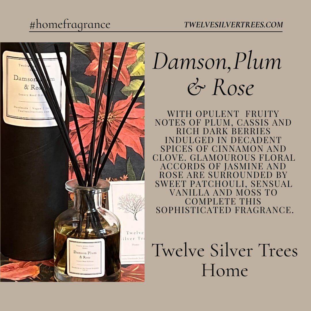 Handmade Damson, Plum & Rose Luxury Reed Diffuser - Twelve Silver Trees