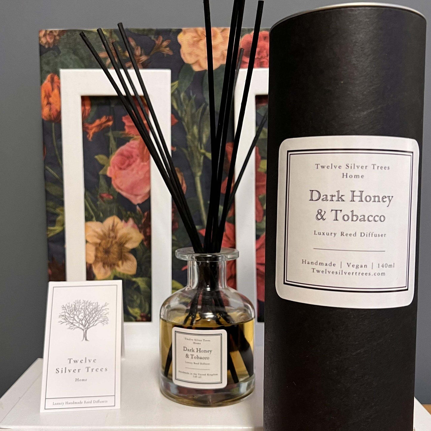 Handmade Dark Honey & Tobacco Luxury Reed Diffuser - Twelve Silver Trees
