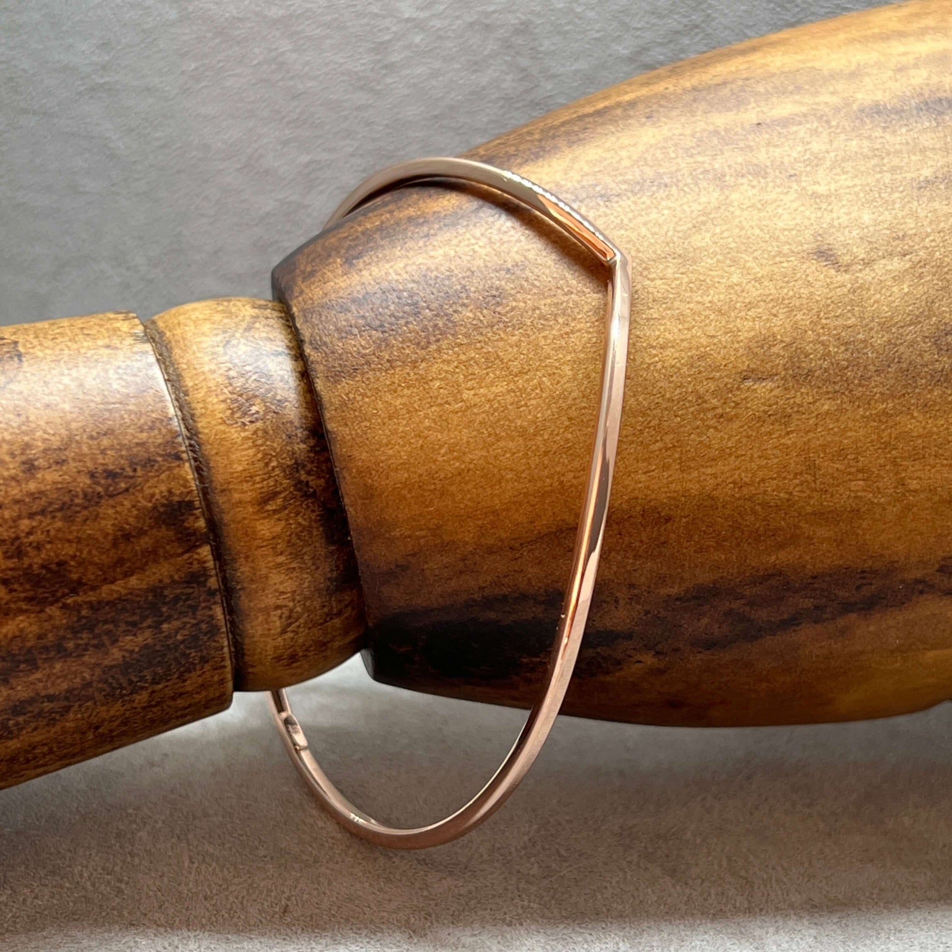 Handmade Sterling Silver Wishbone Bangle in 18 Carat Yellow or Rose Gold Vermeil - Twelve Silver Trees