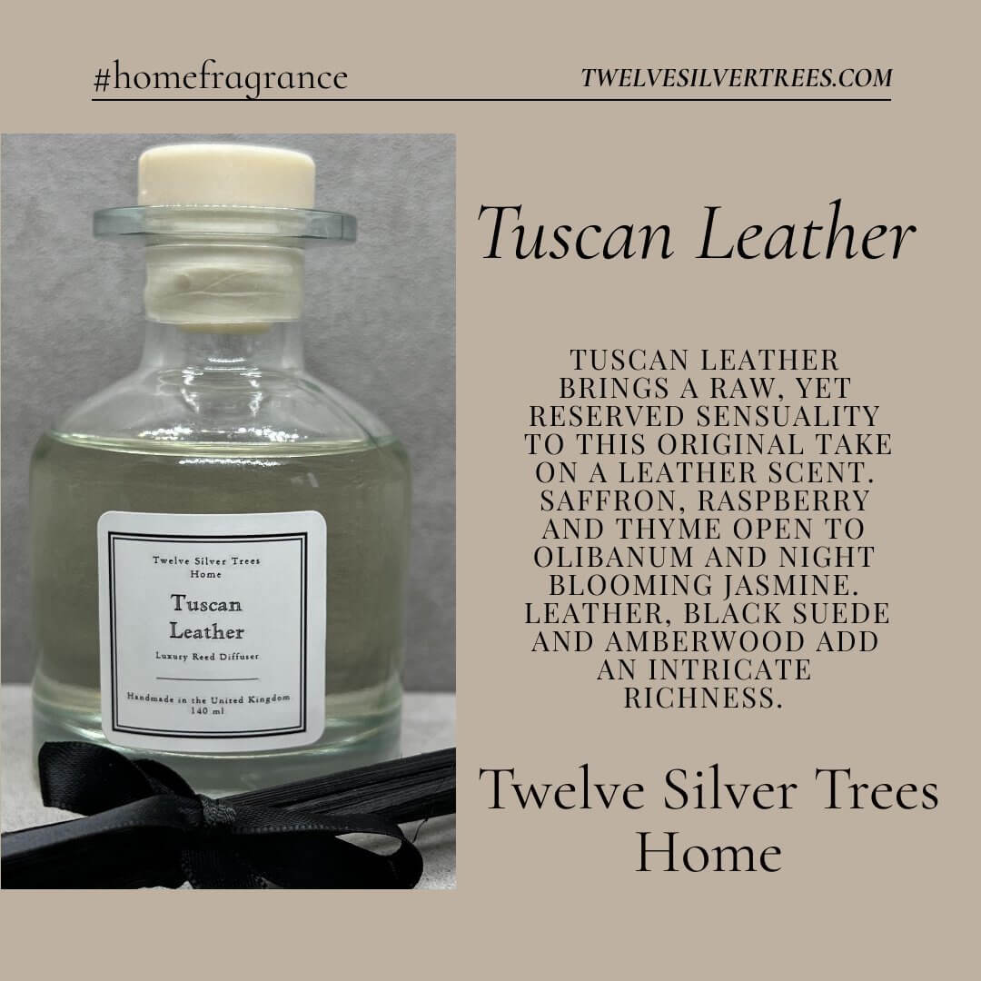 Handmade Tuscan Leather Luxury Reed Diffuser - Twelve Silver Trees