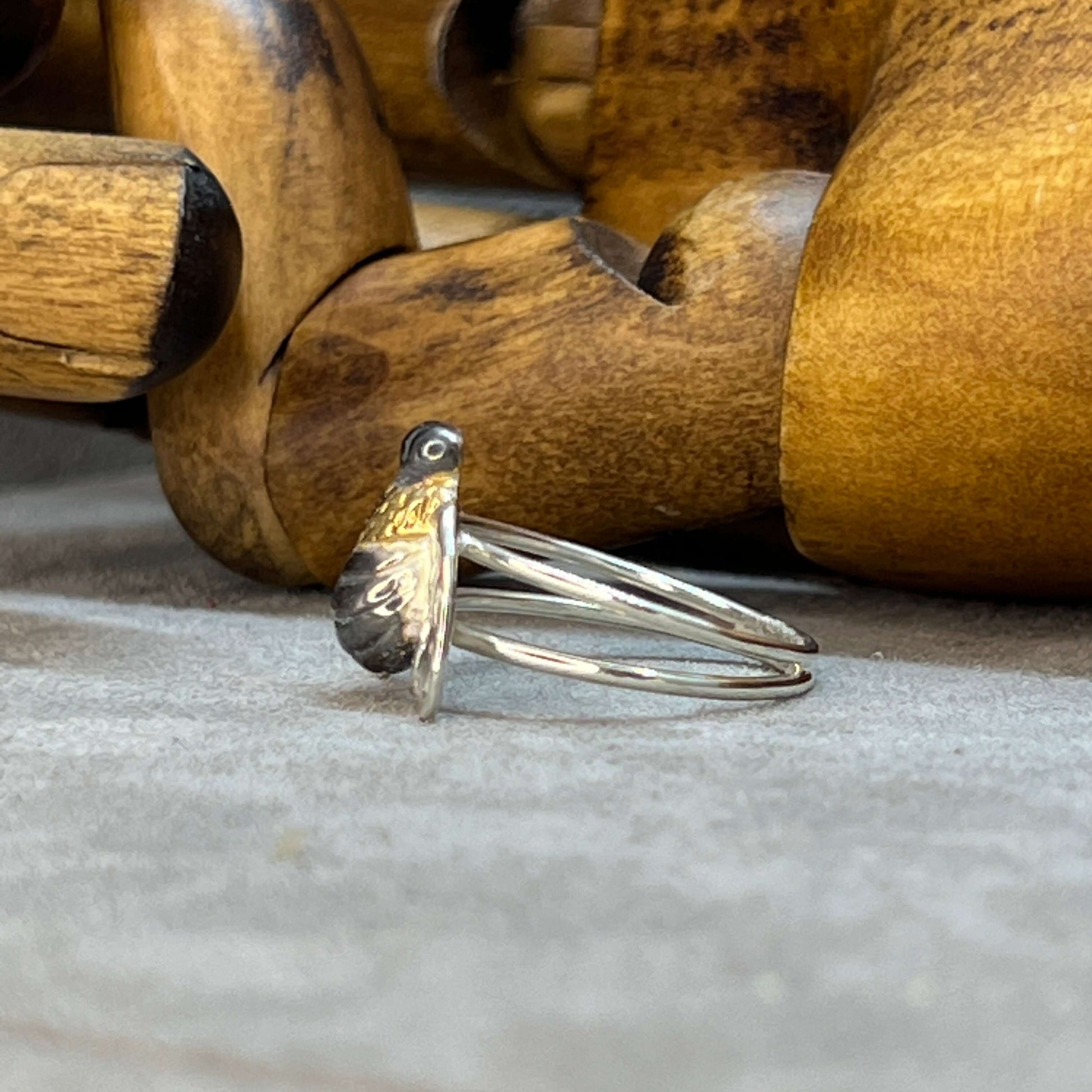 Honeybee Sterling Silver Solitaire Ring By Paula Bolton - Twelve Silver Trees