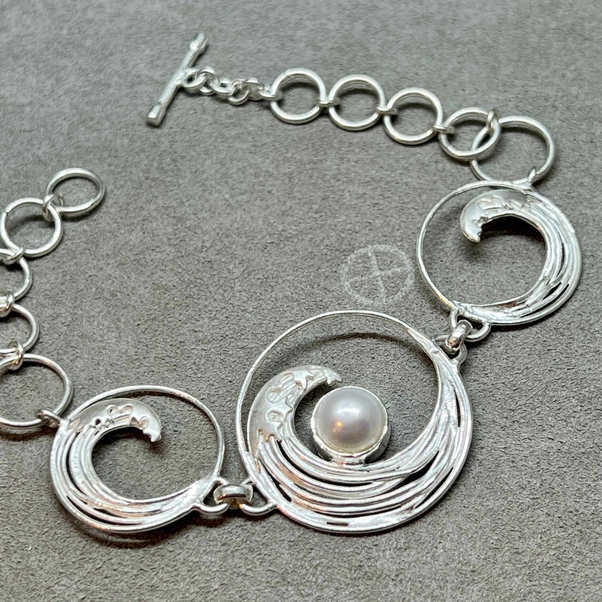 Japanese Inspired Hokusai The Great Wave Sterling Silver Bracelet By Paula Bolton - Twelve Silver Trees
