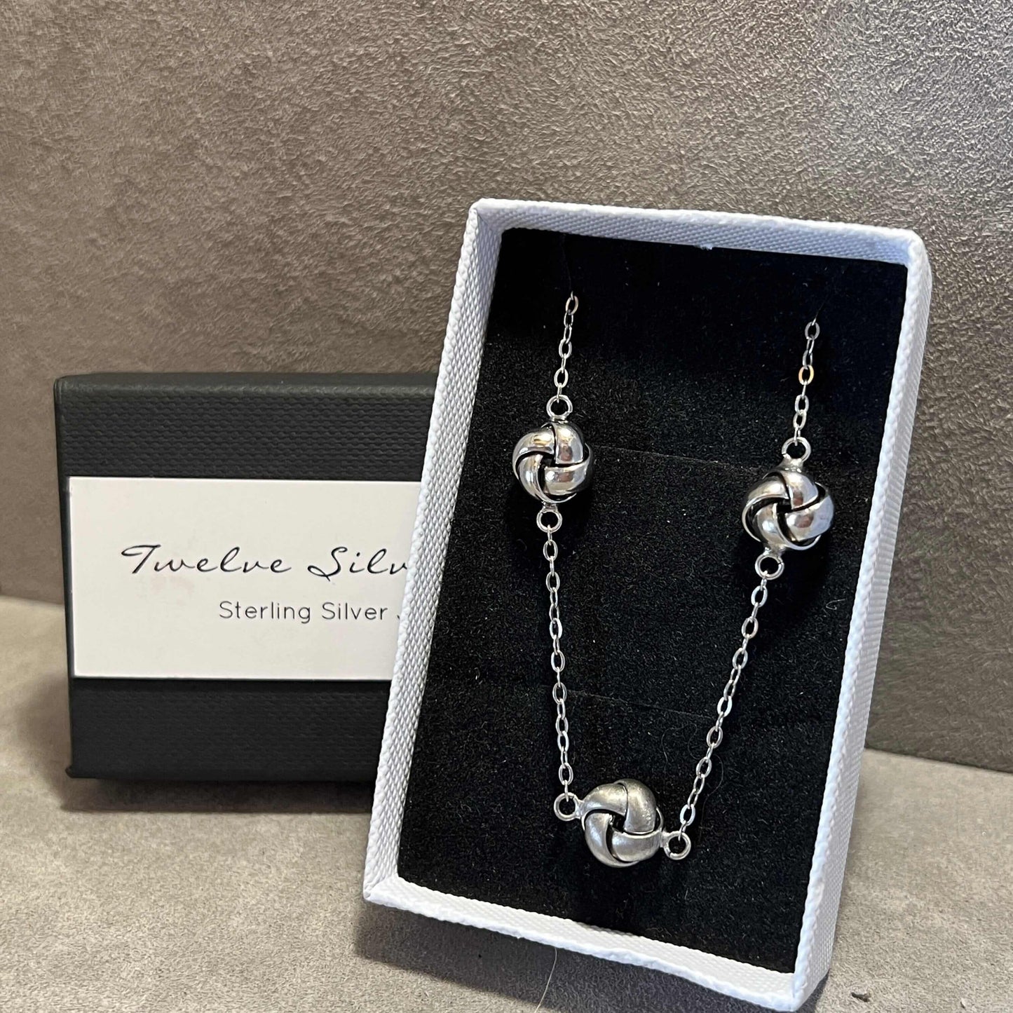 Knotted Station chain with Textured details. - Twelve Silver Trees
