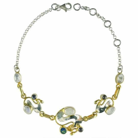 Monet inspirations Bracelet - Sterling Silver with Opal & Moonstone & Iolite - Twelve Silver Trees
