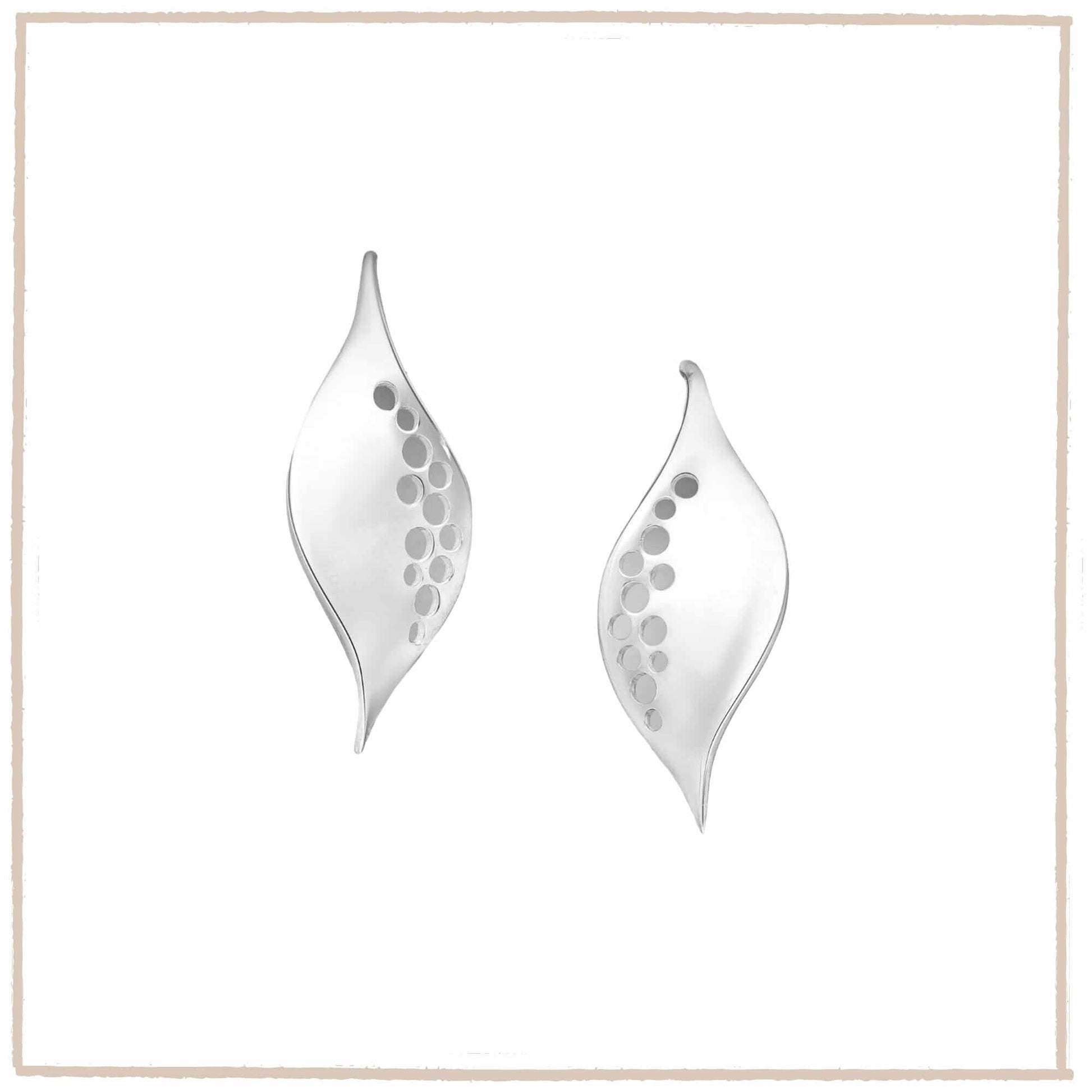 Morning Dew Sterling Silver Leaf Earrings - Twelve Silver Trees
