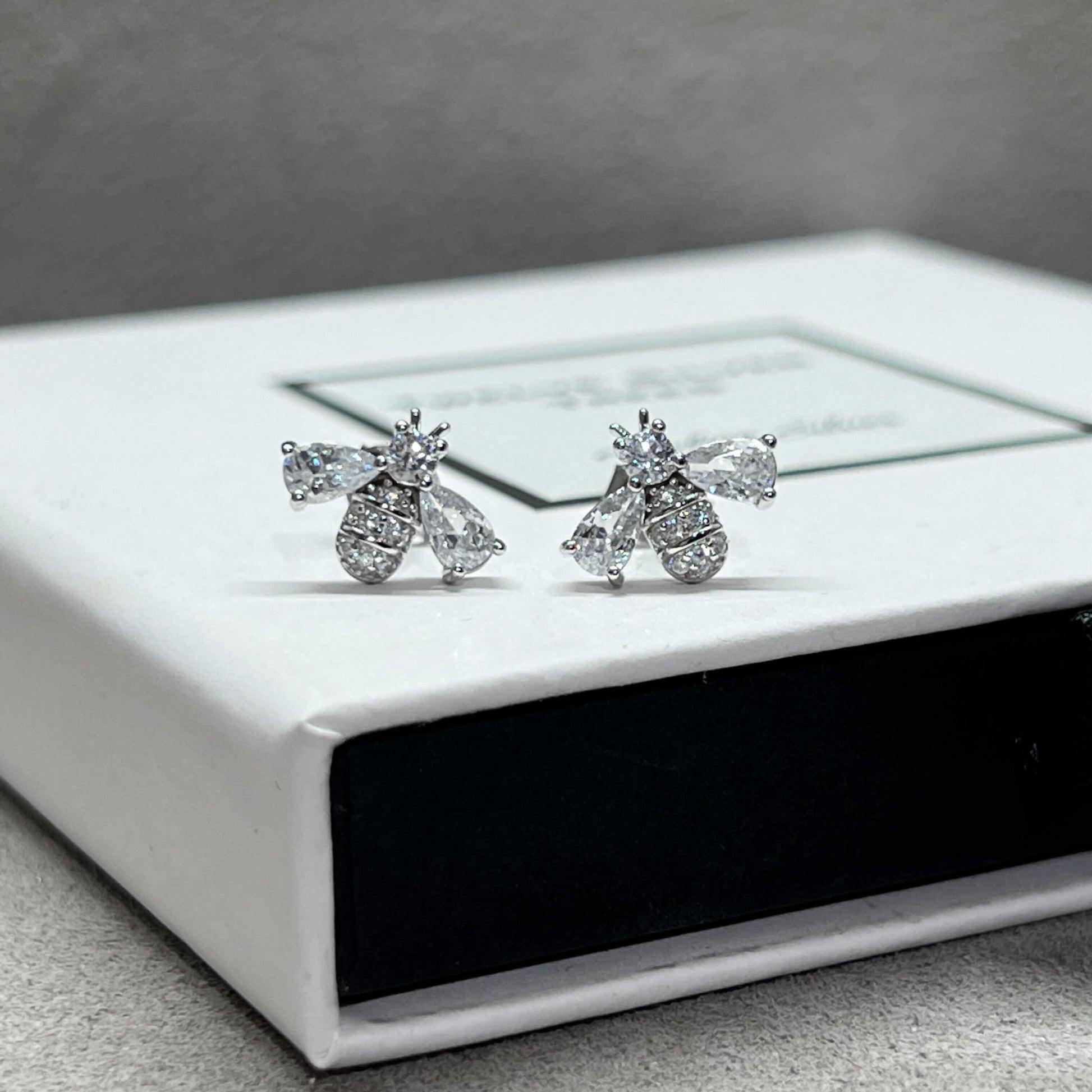 Rhodium Plated Sterling Silver Bee Earrings & Pendant - Twelve Silver Trees