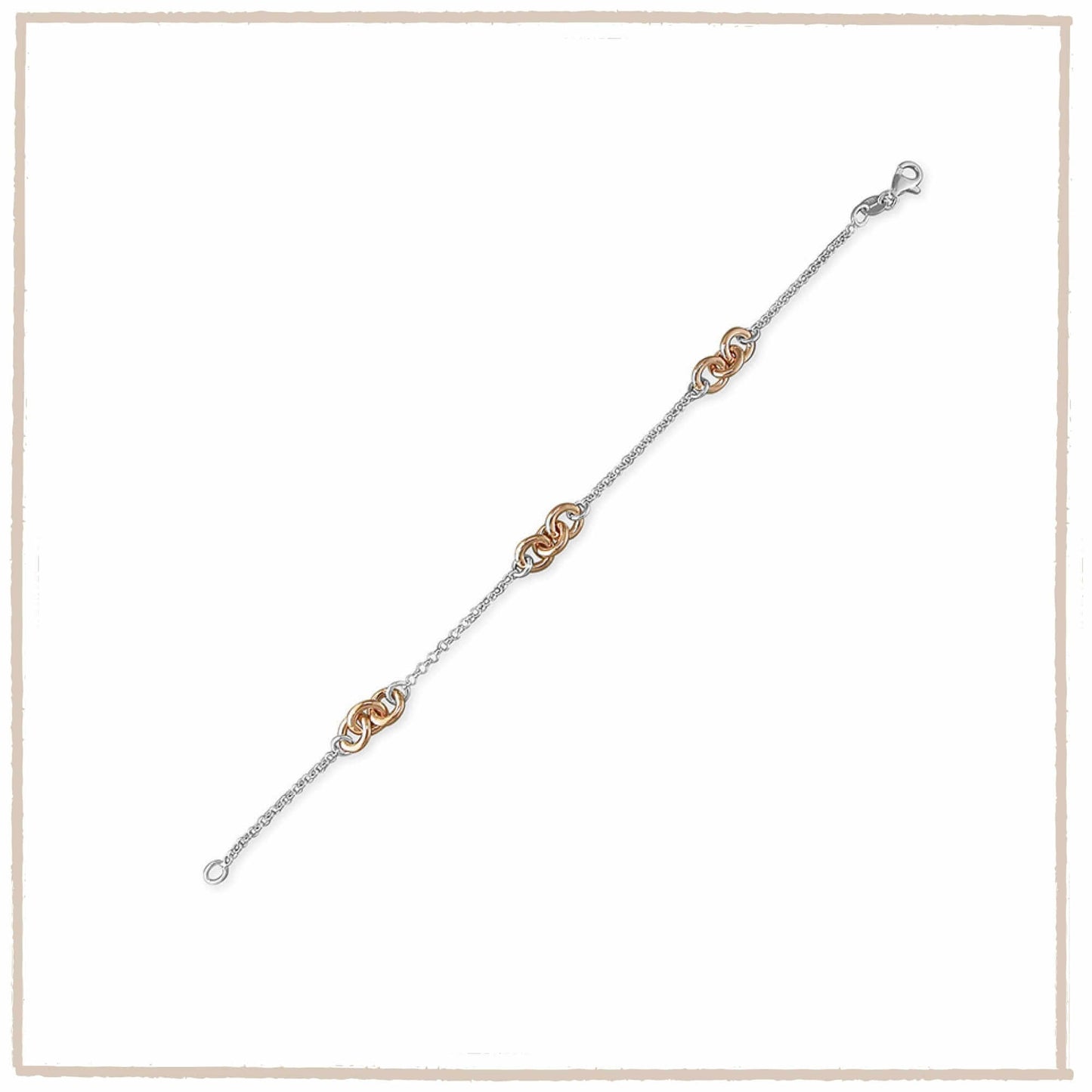 Rose Gold & Sterling Silver Fancy Link Bracelet - Twelve Silver Trees