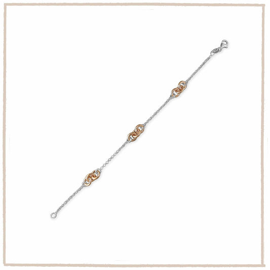 Rose Gold & Sterling Silver Fancy Link Bracelet - Twelve Silver Trees