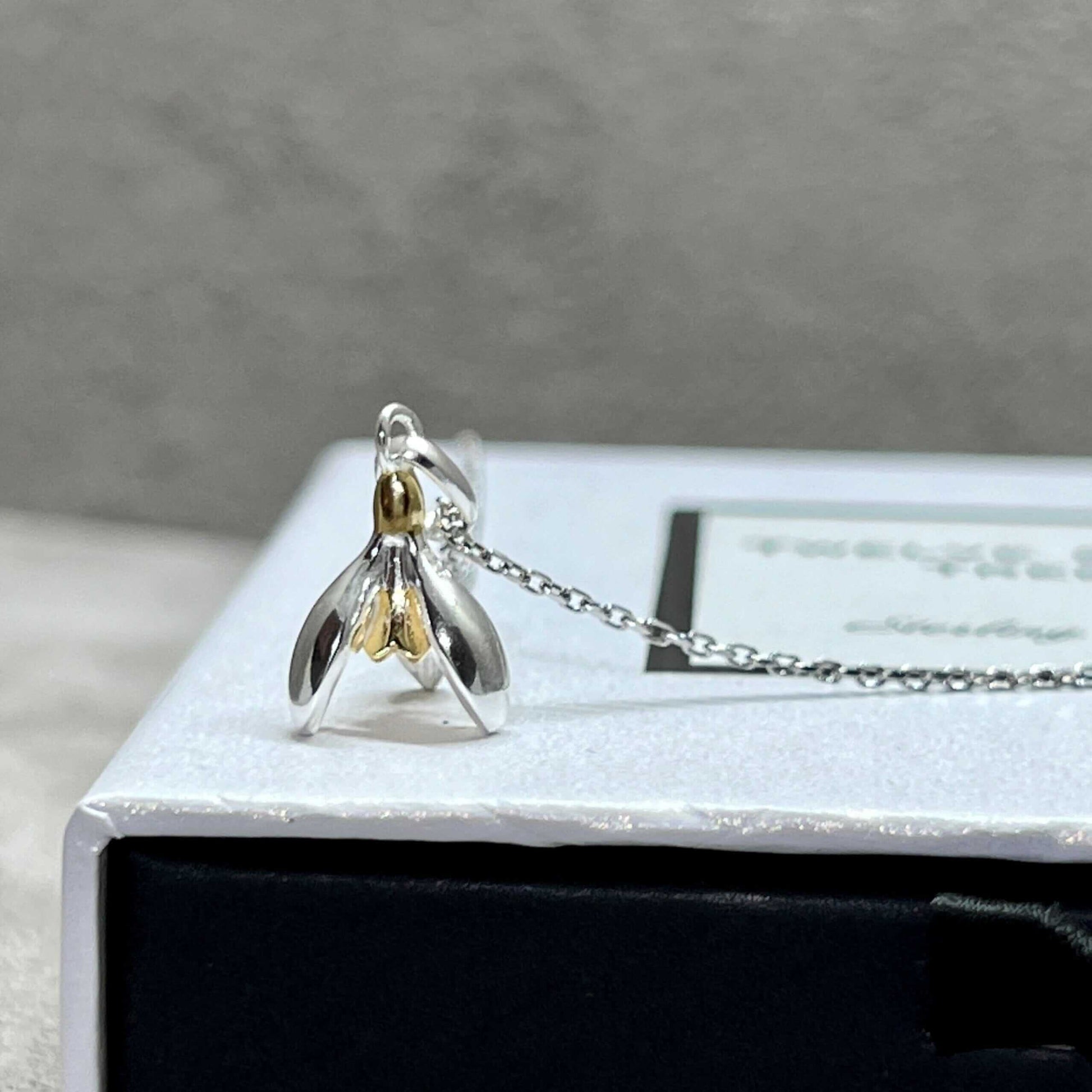 Snowdrop Charm Pendant In Sterling Silver & 18 Carat Gold - Twelve Silver Trees