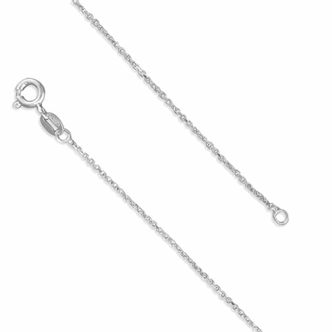 Sterling Silver 46cm/18in Rhodium plated diamond-cut anchor Chain - Twelve Silver Trees