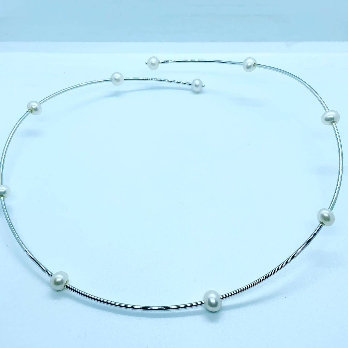 Sterling Silver 6-7 mm Freshwater Pearl Collar - Twelve Silver Trees