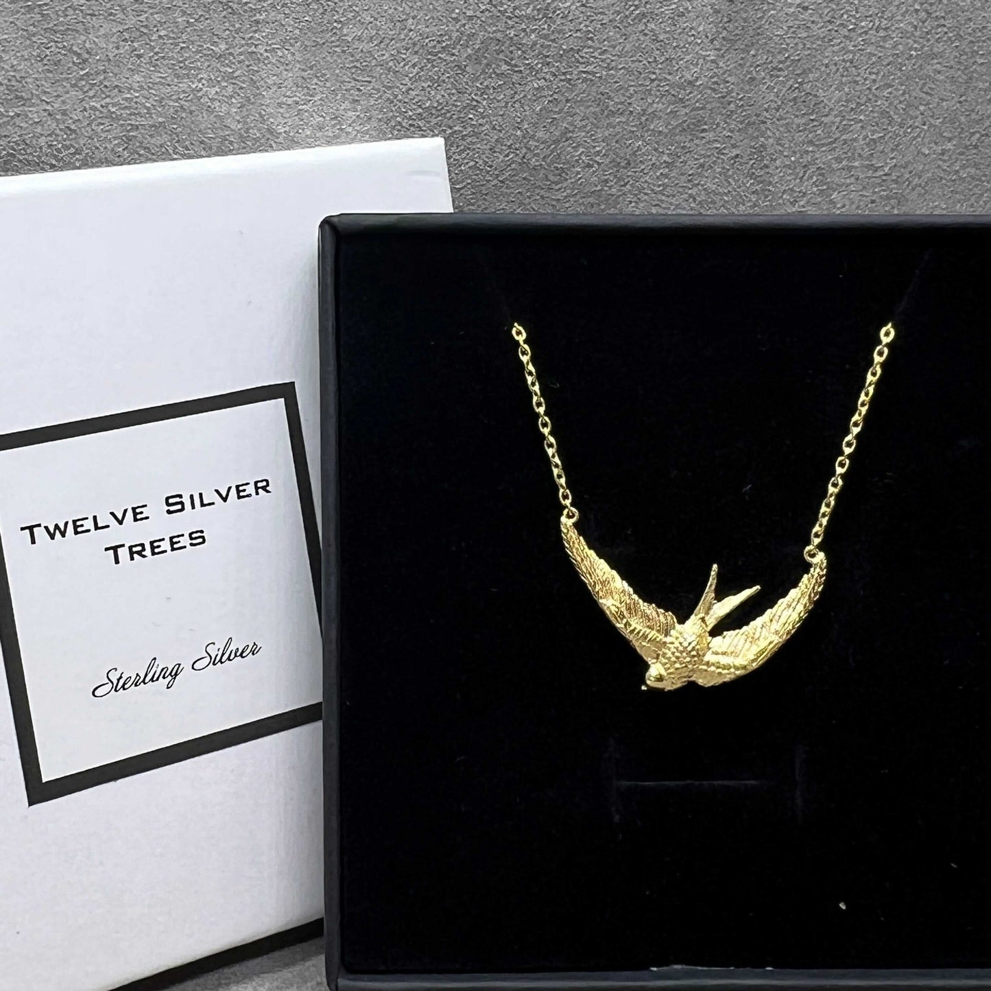 Swallow Necklace In Sterling Silver & 18 Carat Gold - Twelve Silver Trees