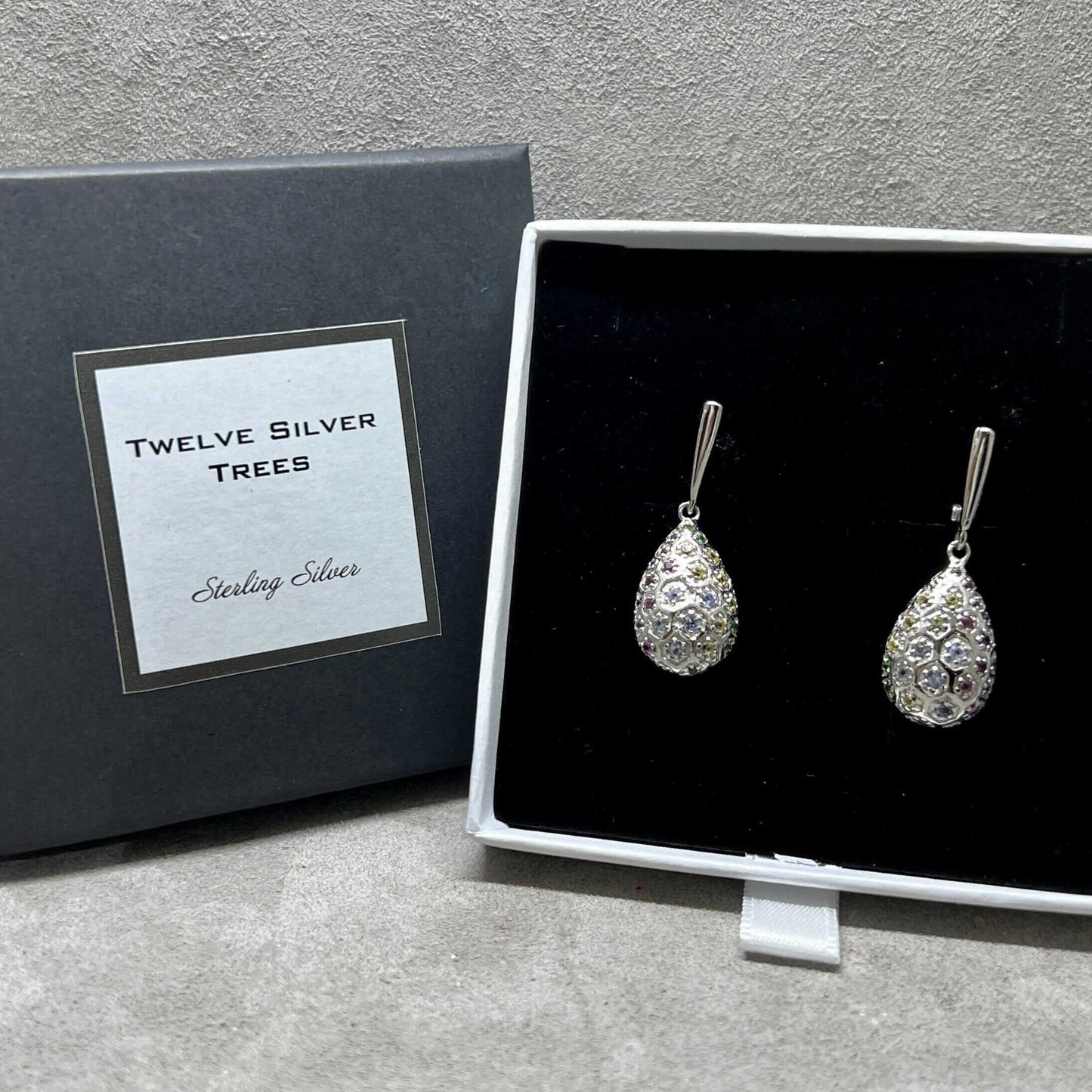 Tanzanite, Rhodolite Garnet & Chrome Diopside Egg Drop Earrings - Twelve Silver Trees