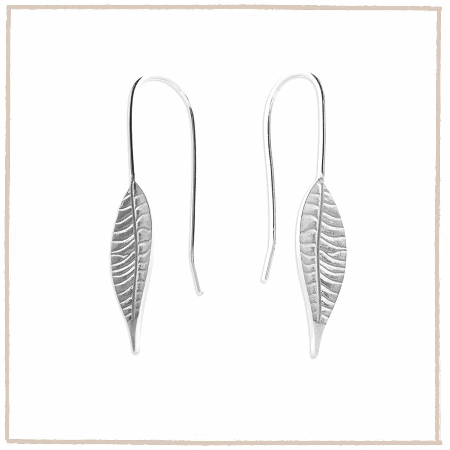 Willow Leaf Sterling Silver Narrow Hook Earrings - Twelve Silver Trees